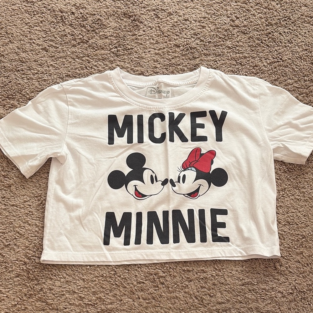 Disney White and Black Mickey & Minnie Short Sleeve Tee
